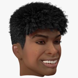 Black Teenager Smiling Head 3D