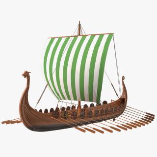 3D model Viking Drakkar Sail Green