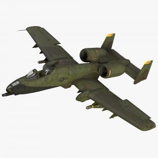 3D Fairchild Republic A-10 Thunderbolt II Green Rigged