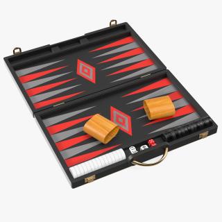 3D Black Backgammon Board Game Set