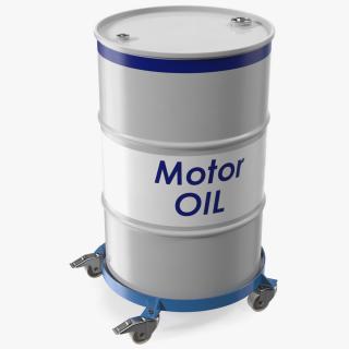 3D Heavy Duty Drum Dolly with Motor Oil Barrel model