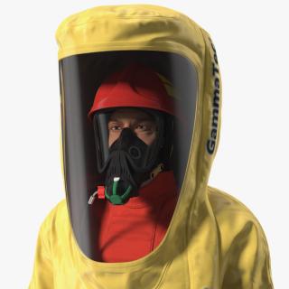 Heavy Duty Chemical Protective Suit Yellow Rigged 3D model