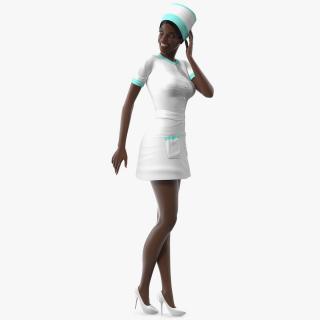 3D Dark Skinned Black Nurse Standing Pose model