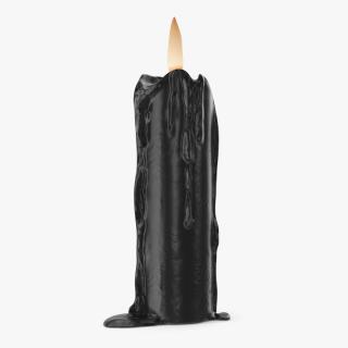 3D Half Burned Candle with Flowing Wax Black