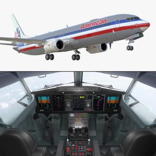 3D Boeing 737-900 with Interior and Cockpit American Airlines model