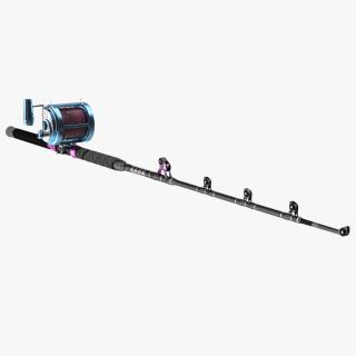 3D Telescopic Fishing Rod and Reel Rigged model