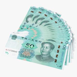 Chinese 50 Yuan 2019 Banknotes Fan 3D model