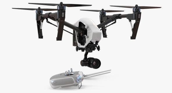DJI Inspire 1 Pro Drone with 4K Camera Set Rigged 3D model