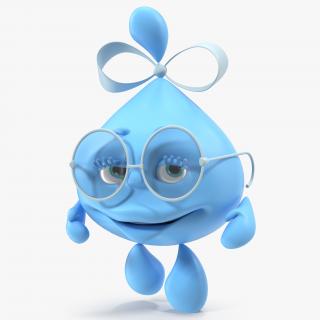 3D Water Droplet Cartoon Lady Character Rigged model