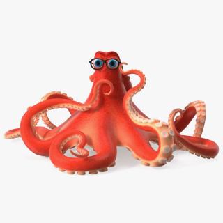 3D Octopus Character Wearing Glasses model