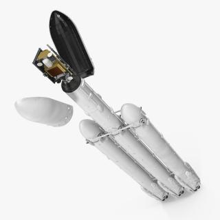 3D Rocket with Boosters and Satellite in Cargo model