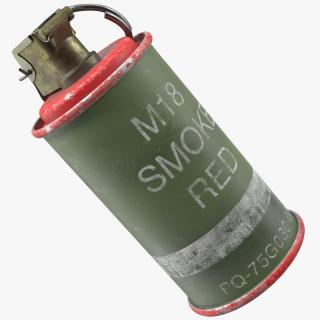 3D model M18 Smoke Grenade Red Old