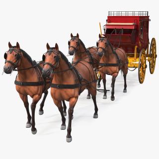 3D Stagecoach with Horses Fur