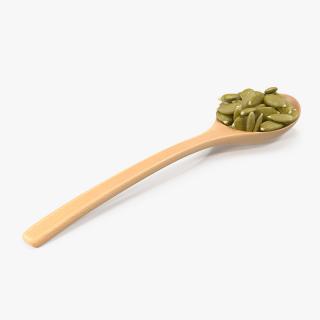 3D Wooden Spoon with Peeled Pumpkin Seeds model