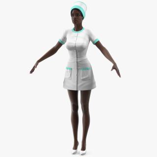 Dark Skinned Black Nurse Neutral Pose 3D