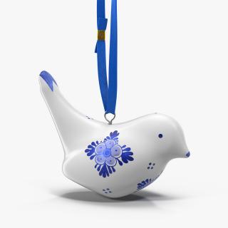 3D Christmas Ornament Bird Blue with Rope model