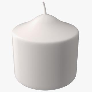 3D Wide Dome Top Pillar Candle White model