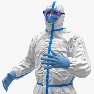 3D Man in Disposable Medical Protective Suit Rigged model
