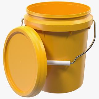 Plastic Bucket 5L with Lid and Handle 3D