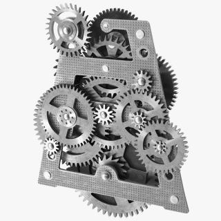 Clockwork Gears Silver 3D