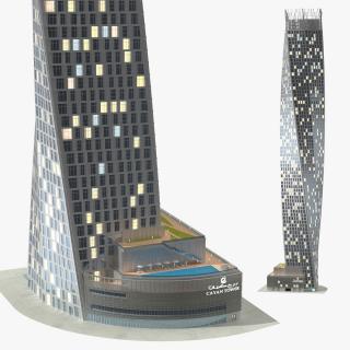 3D Cayan Tower Skyscraper Night Glow model