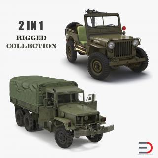 US WWII Rigged Vehicles Collection 3D model