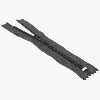 Nylon Coil Closed End Zipper Black 3D model