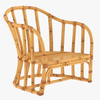 3D Vintage Bamboo Armchair model