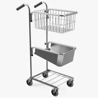 Mini Trolley with File Shelf and Basket 3D model