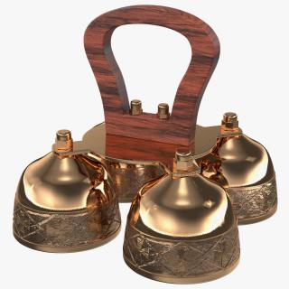 3D Brass Liturgical Bell 4 Tones Wood Handle