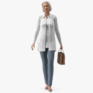 3D Elderly Woman wearing Casual Clothes