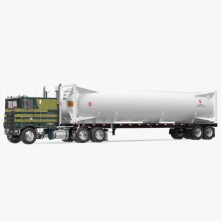 3D model Marmon Truck with LNG Semi Trailer Gas Tank Rigged