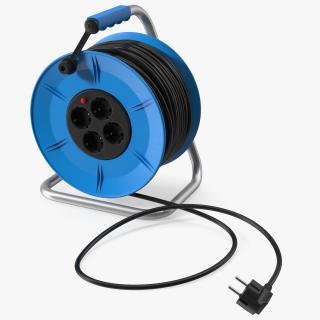 3D Retractable Extension Cord Reel with Electric Outlets model