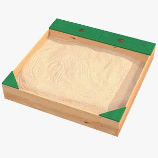 Wood Sandpit with Storage Box 3D model