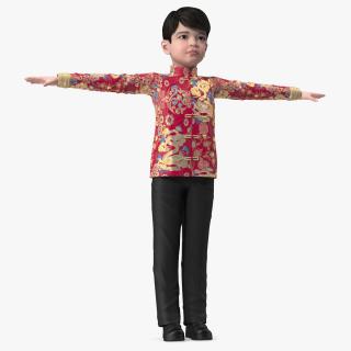 3D Chinese Boy Dragon Silk Costume Rigged model