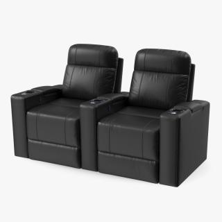 Valencia Home Theater Seating Row of 2 Black 3D model