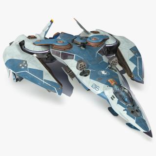 3D Sci Fi Fighter Jet Blue model
