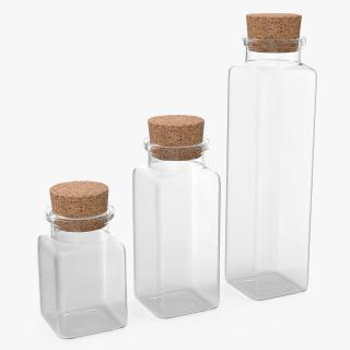 Kitchen Storage Jars with Cork Lids Set 3D model