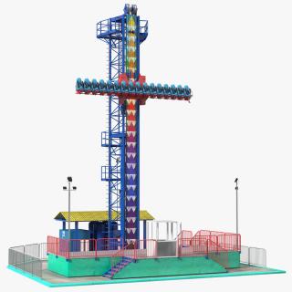 3D model Drop Tower Ride Amusement Park Equipment