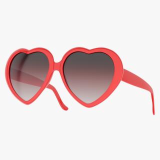 Heart Shaped Sunglasses Red 3D
