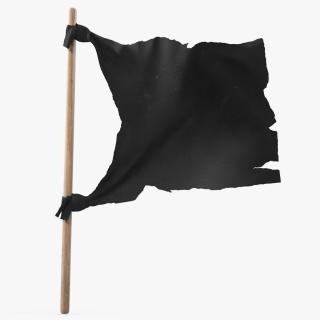3D model Old Black Flag on Wooden Stick