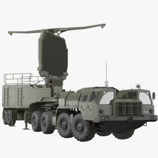 MAZ 74106 with 64N6 Big Bird Radar Green Rigged 3D