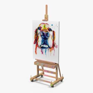 Studio Easel with Canvas 3D model