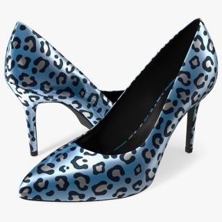 3D Blue Leopard Heels model