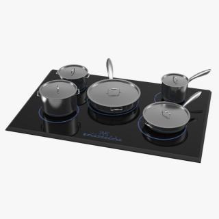 3D model 5 Zone Induction Hob with Stainless Tableware