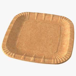Brown Square Paper Plate 3D model