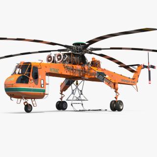 3D Sikorsky S-64 Skycrane Helicopter Cargo Orange