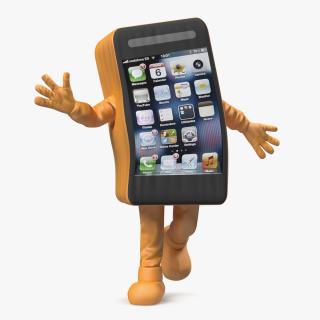 3D model Advertising Costume Mobile Phone Orange Rigged for Cinema 4D