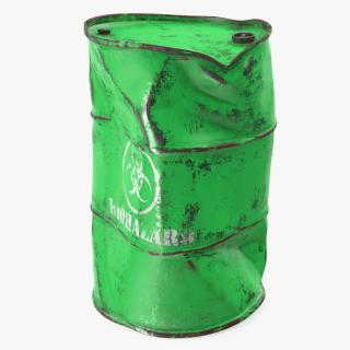 3D Damaged Biohazard Toxic Waste Barrel