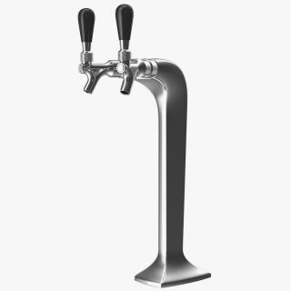 3D Double Tap Draft Beer Tower Stainless Steel model